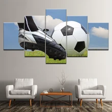 Canvas Painting play football under blue sky 5 Pieces Wall Art Painting Modular sport Wallpapers Poster Print Home Decor wppwdxen photography flowers under the blue sky print art