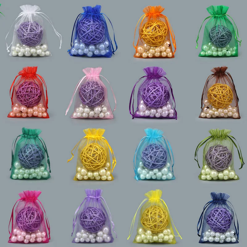 

Lace ransparent yarn bag Candy Party Pearl yarn Cosmetic jewelry bags 100pc Gift bags