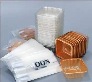 

0g 75g 100g Mooncake Packaging Bags Frosted Plastic Bag With Trays For Cookie Moon Cake 100pcs Clear Trays