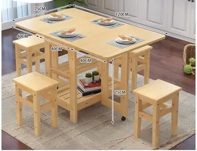 Высокое качество, твердый деревянный складной обеденный стол, набор, многофункциональный, Меса де комедор, Складывающийся стол, Esstisch - Цвет: A2
