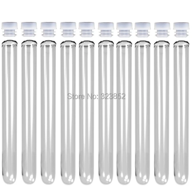 

Clear Plastic Test Tube With Cap 13x100 mm 8ml You Can Choose The Color Of Cap Red Blue White Gray Orange yellow - Pack 25
