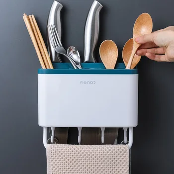 

Wall Mounted Kitchen Shelves Knives Storage Holders Racks Strong Bearing Force Spoon Chopsticks Shelf Hook Towel Accessories
