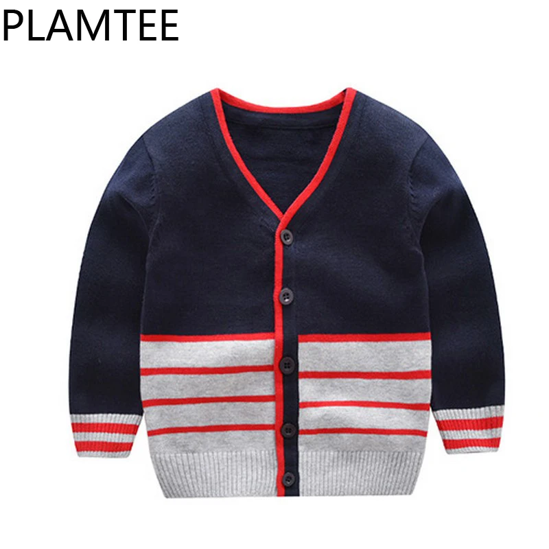 PLAMTEE Stripe V neck Sweater For Boy Casual Candy Color Knitted