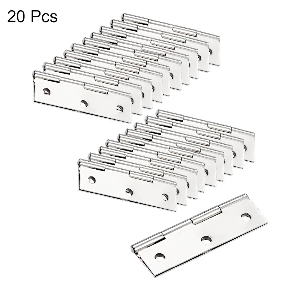 

Uxcell Newest 20Pcs Stainless Steel 60*19.3*4mm Hinge Silver DIY Home,Door Cabinet Hinges Fittings Brushed Chrome Plain