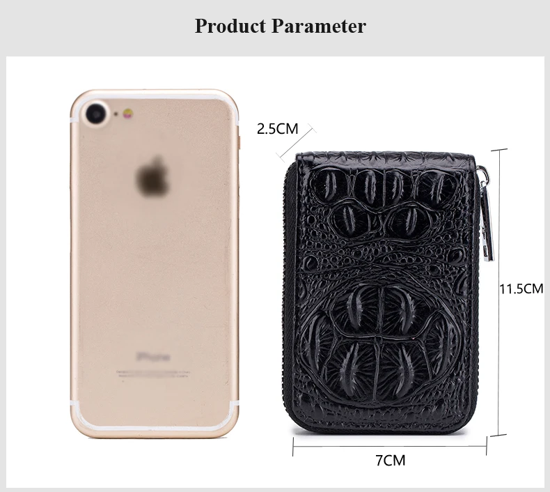Lomelobo Split Leather Card Wallet Women & Men Alligator Coin Purse Credit ID Card Holder Female Male Lady Bank Cards Wallet Hot 2019 HCL7143 Details (07)