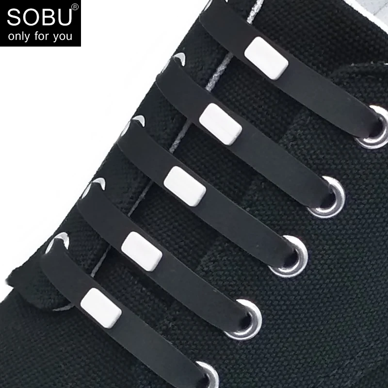

12pcs/lot 2018 new style square button no tie elastic silicone shoelaces colorful novelty creative lazy shoe laces N066