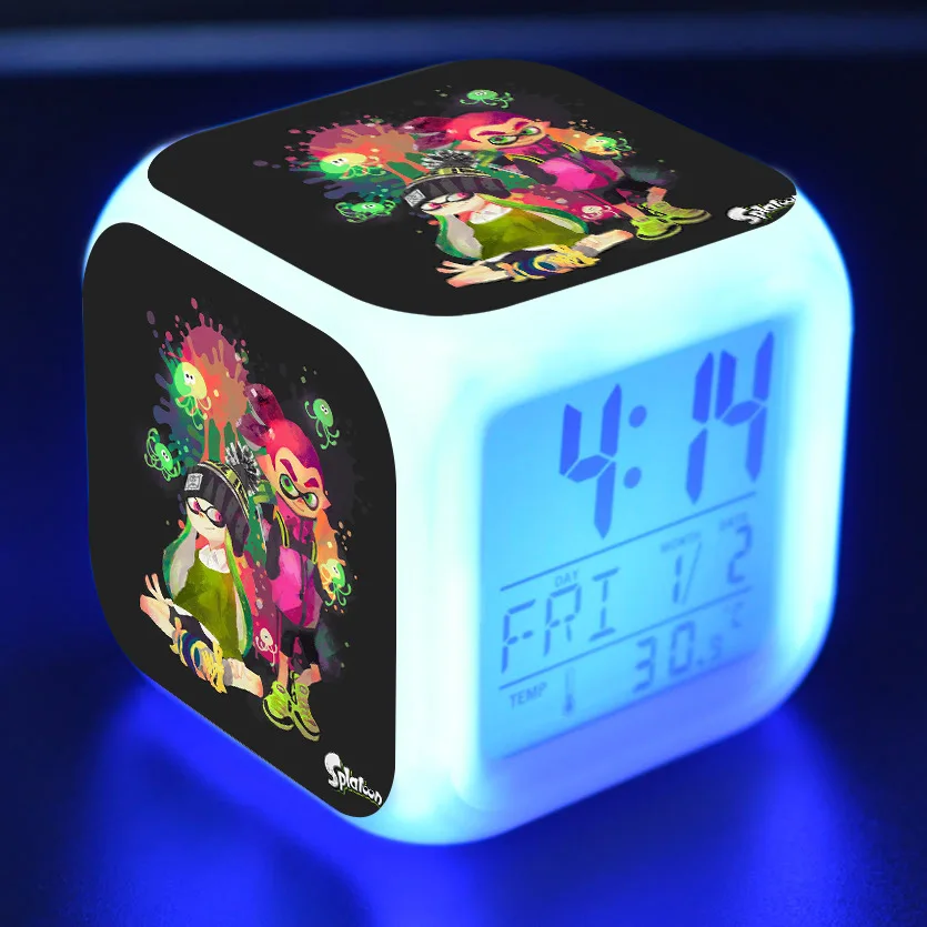 Splatoon мультяшный будильник детские игрушки Led reloj будильник, цифровой Электронные часы с будильником Пробуждение свет стол reveil wekker - Цвет: 13