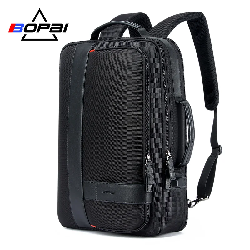 BOPAI Business Men’s Backpack Black USB Charging Anti Theft Laptop Backpack 15.6 Inch Male Large Capacity College School Bags