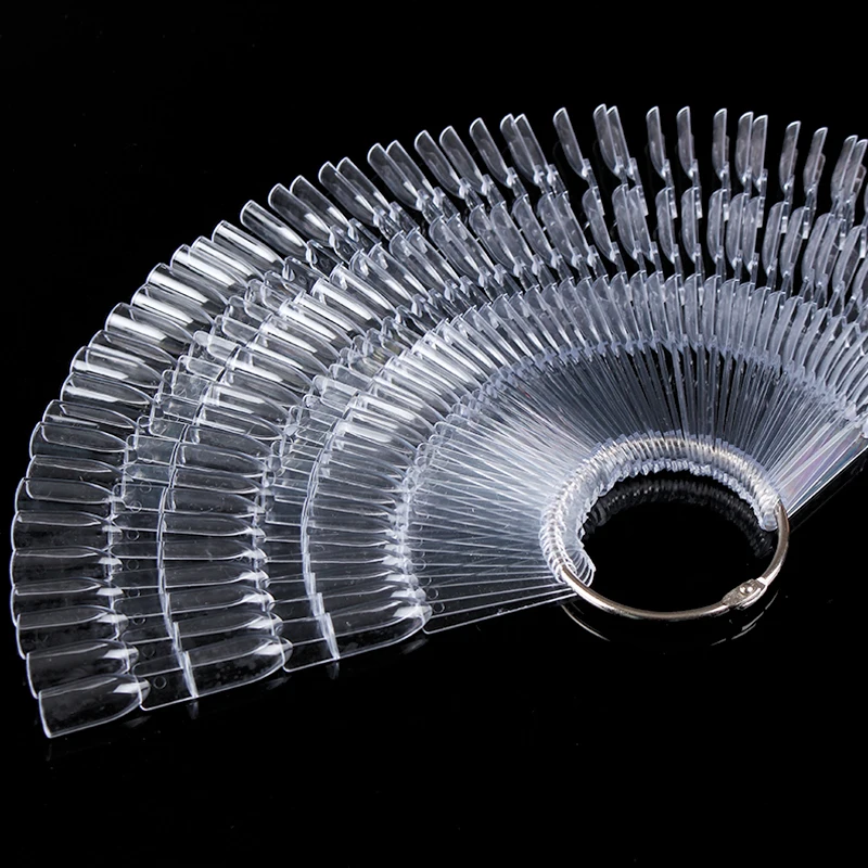 

150Pcs Color Card Display False Nail Tips Fan Shaped UV Gel Manicure Nail Art Practice Display Tools Clear Natural