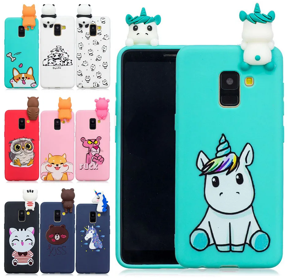 

Silicone Case For Samsung Galaxy A6 A8 2018 Case Soft 3D Cover Unicorn Bear Patterned For Samsung A6 Plus 2018 a8 plus 2018 Case