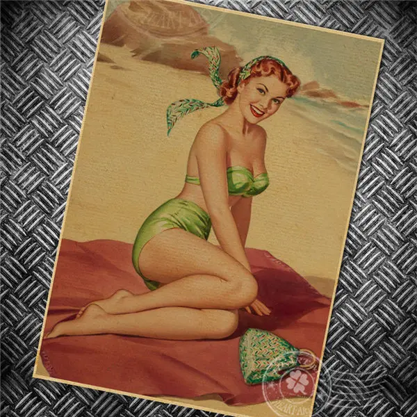 Ретро pin up сексуальная леди США фильм крафт бумага плакат домашний декор винтажные настенные стикеры старая живопись 42x30 см - Цвет: URG (20)
