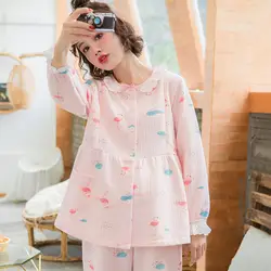 Для кормления Пижама для кормящих женщин пижамы на весну и осень Air антресоли хлопка для беременных женщин и молодых матерей одежда для сна