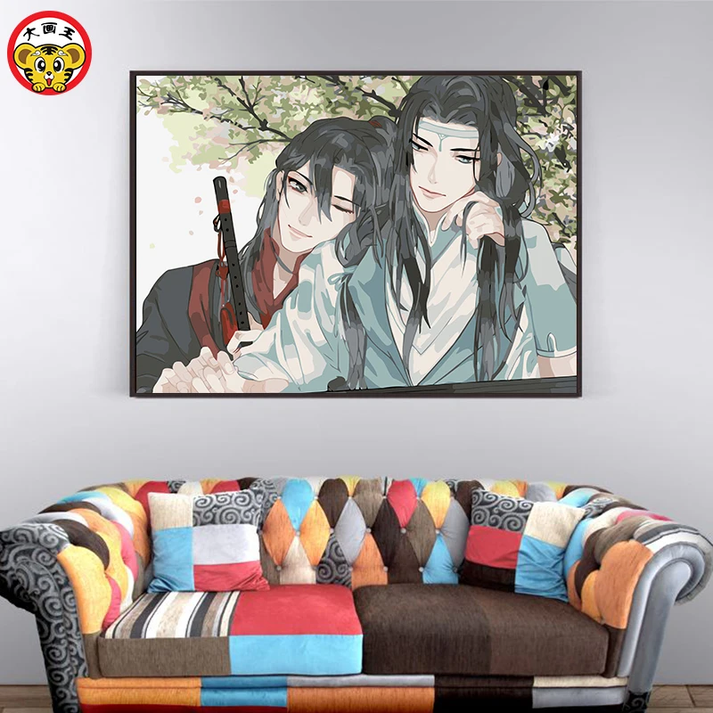 Preise Malerei durch zahlen kunst farbe durch zahl der zauberer der teufel, anime hause dekoration malerei könig DIY digitale malerei hand pa