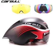 CAIRBULL 3 Lens Aero 290g TT Goggles Bike Helmet Road Cycling Bicycle Sports Safety Helmet Riding Mens Racing In-Mold Helmet