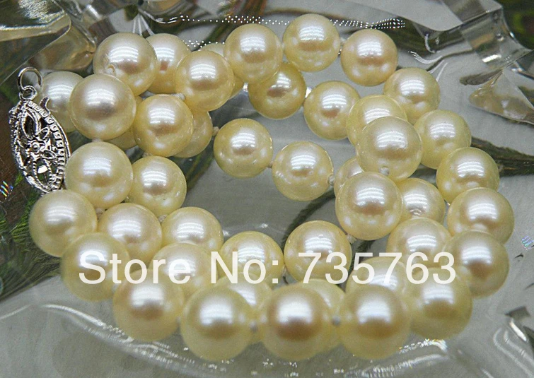 

NEW 001241 Genuine 6.5-7mm AAA+ perfect round cream akoya pearl necklace silver clasp