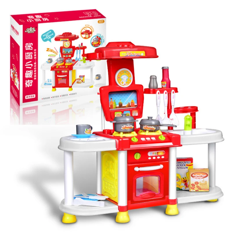 

New Baby Miniature Kitchen Tableware Children Classic Pretend Play Imitate Light Kitchen Sets Cooking Fun Game Girl Gift D2