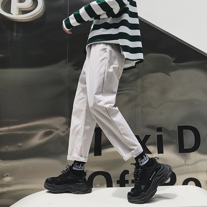 Fashion Casual Men's Harem Pants Spring And Autumn New M-2XL Solid Color Loose Straight Pants Personality Youth Popular