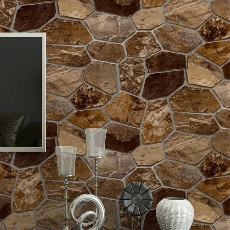 

Free Shipping 3D Stereo Simulation Rock Stone Wall Culture Wallpaper bedroom Personal Cafe Bar Hotel PVC Wallpaper