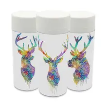 Personalisierte Tiere Moderne Ursprüngliche Aquarell Tasse BPA Freie Klare Kunststoff Isoliert Hirschkopf Nette Kinder Wasserflasche 300 ml Geschenk