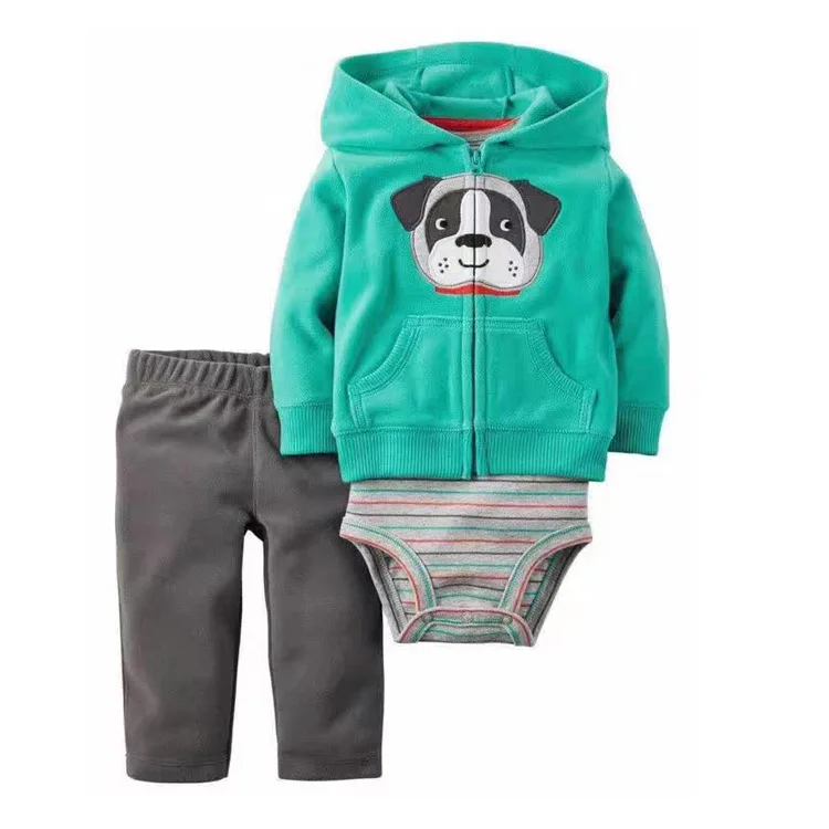Хлопковый комплект одежды для маленьких девочек, весенняя одежда для маленьких девочек, 3 предмета, детские комбинезоны, модная одежда для новорожденных, Roupas Bebe, пальто с капюшоном - Цвет: W