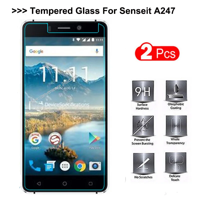 

2PCS Senseit A247 Tempered Glass 9H 2.5D High Quality Screen Protector For Senseit A247 Phone Glass Film Protective on A 247