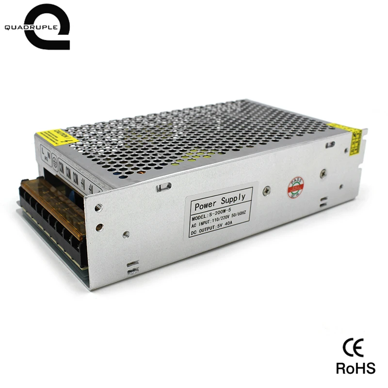 

Quadruple 200W 5V 40A Switching Power Supply Drive Transformer AC110V/220V to DC 5V for LED Display Control Power Adapter