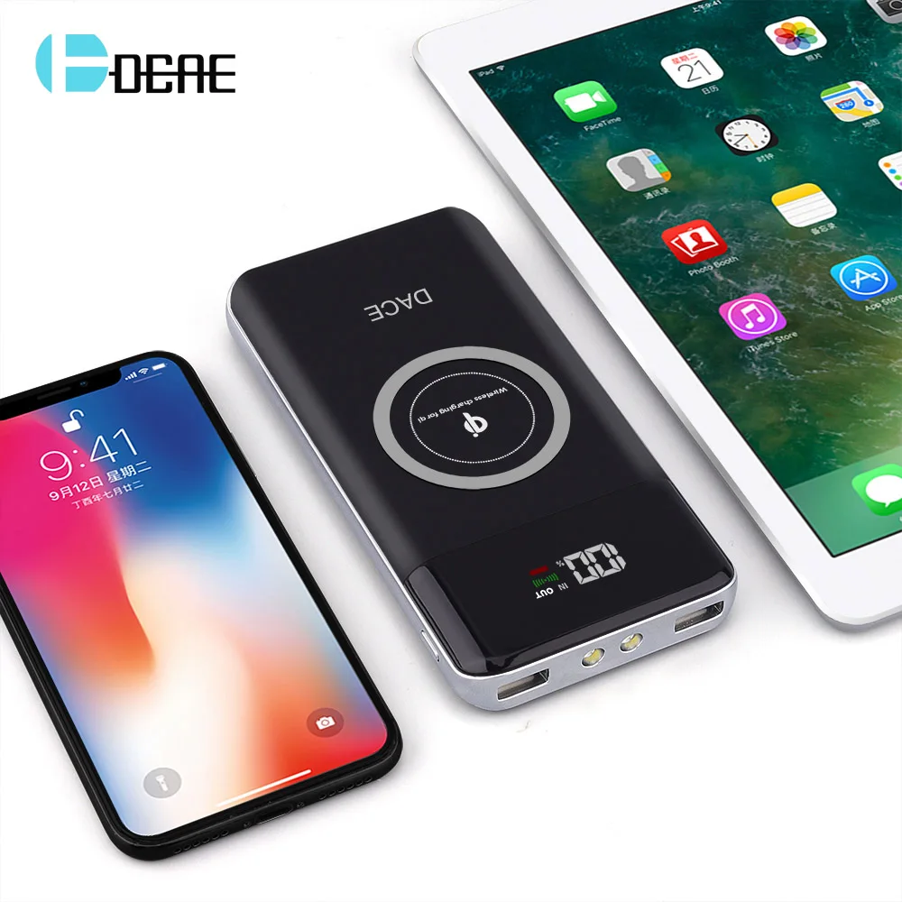 Беспроводное зарядное устройство DCAE Qi 10000 мАч для iPhone XS Max XR X 8 с двумя usb зарядными