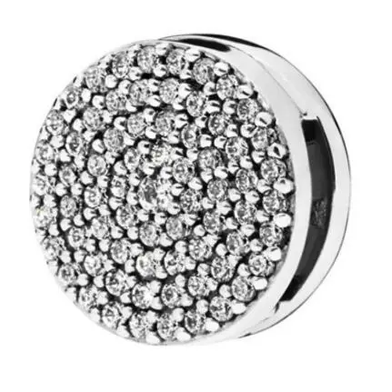 

925 Sterling Silver Bead Charm Reflexions Dazzling Elegance Clip With Crystal Beads Fit Pandora Bracelet & Bangle Diy Jewelry