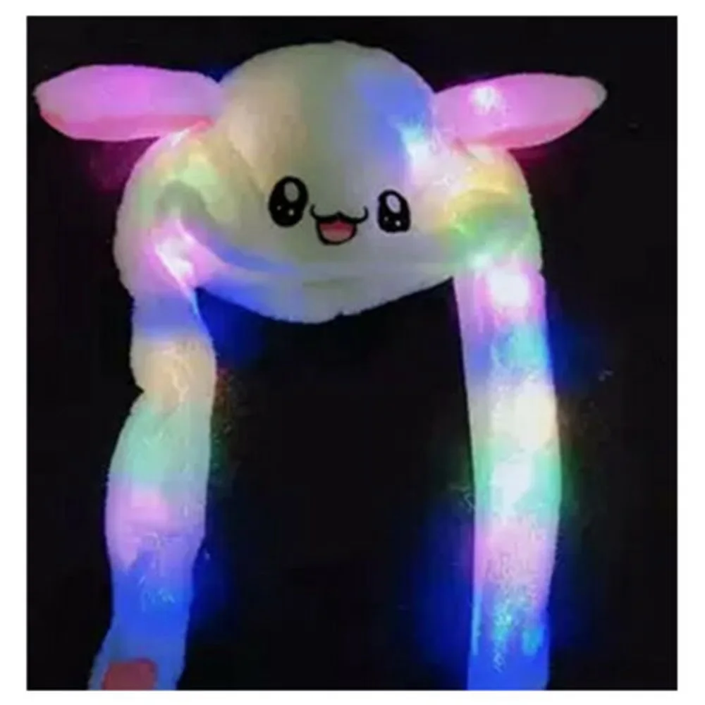 

Fashion Rabbit Hat Ear Moving Jumping Hat With Lamp Light Shinning Funny Toys Cap Good Gift for Women Girls