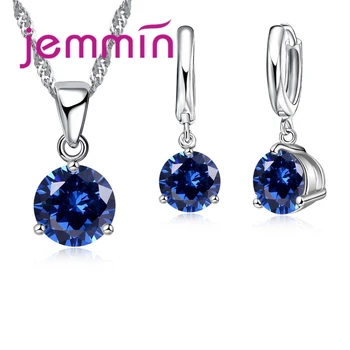 

Women Bridal Weeding Shiny Crystal Cubic Zirconia Earrings Pendant Necklace Jewelry Fine 925 Sterling Silver Present