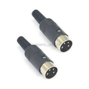 

2 Pieces DIN Plug Connector 4 Pin with Plastic Handle