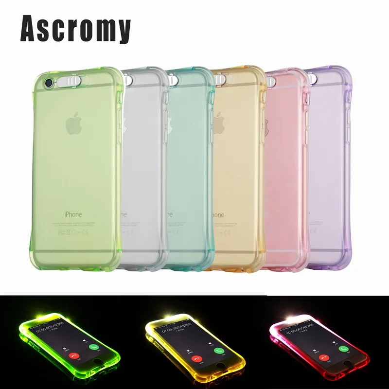 Ascromy 6PCS For iPhone 5 5S SE 6S 7 Plus Case LED Flash Flashing