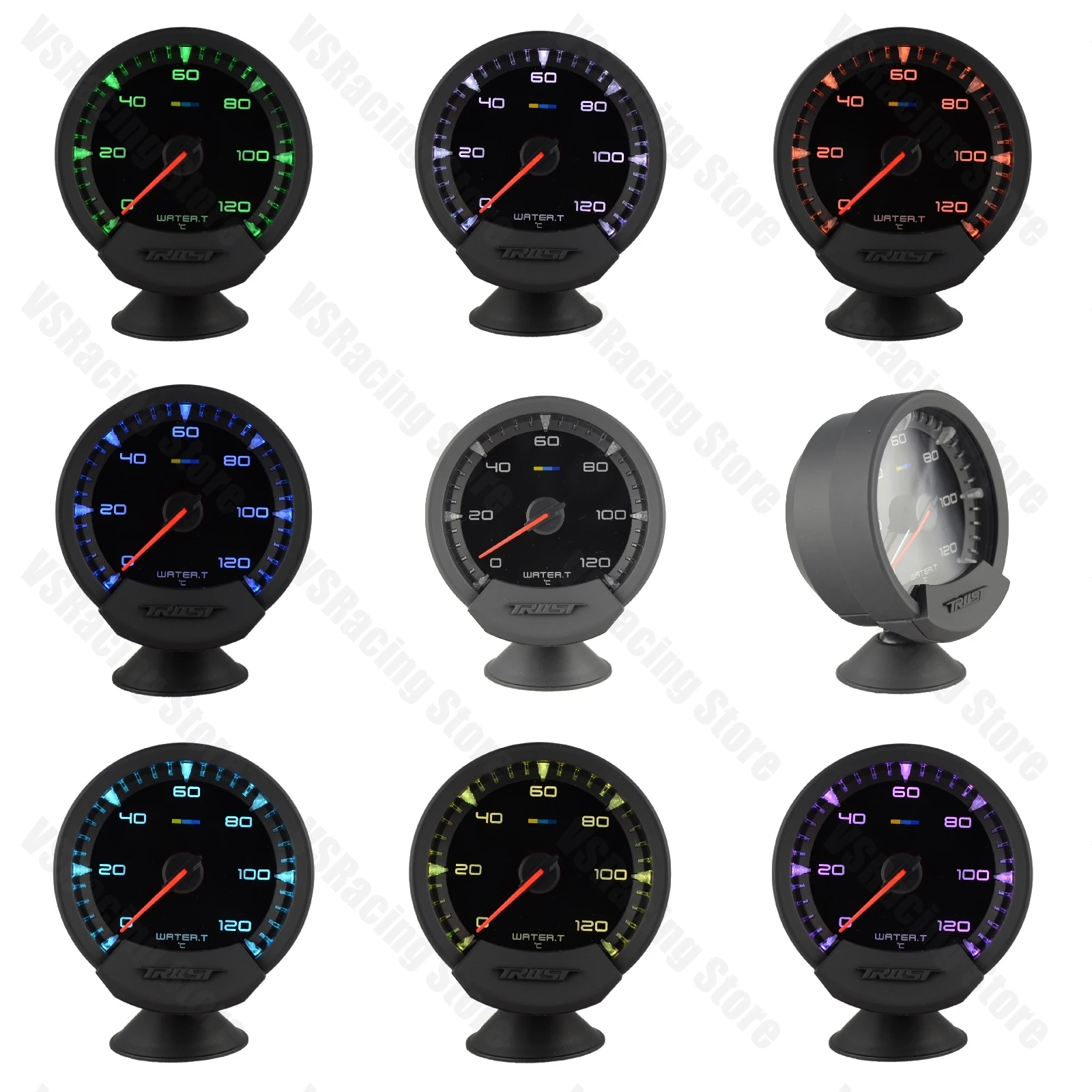 

74mm GReddi Sirius Meter Water Temp Gauge 7 Colors Racing Car Gauge Engine Radiator Temperature 3 Inch