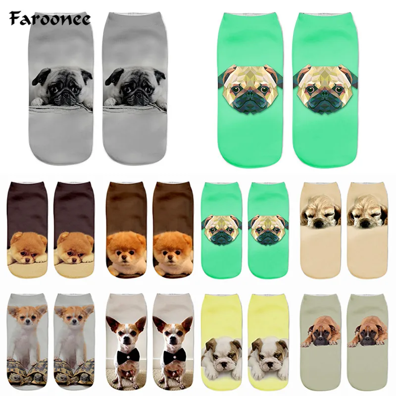 

Faroonee 1 Pair Women Socks Animal Printed Casual Cute 3D Cat Dog Girls Low Cut Ankle Socks 9 Colors Hot Sale Drop ship 6A0064