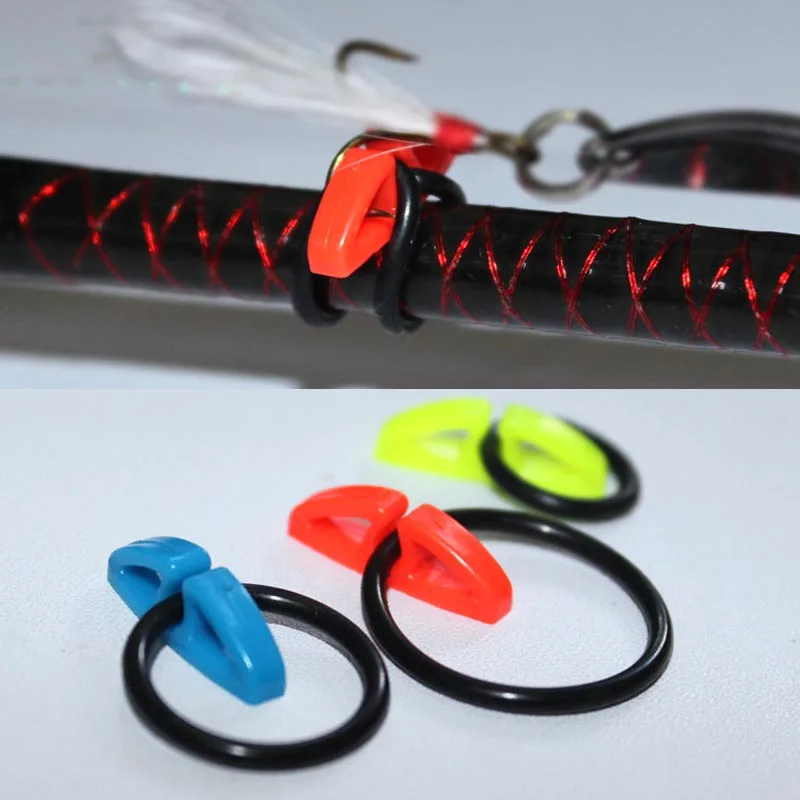 2PCS Fishing Hook Secure Keepers Holders Lures Jig Hooks & 6 Rubber