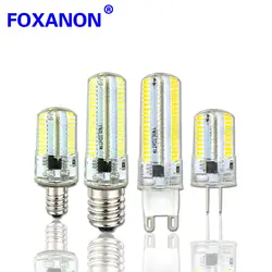 Foxanon LED свет G9 G4 светодио дный лампы E11 E12 14 E17 G8 затемнения лампы 110 V 220 V Spotlight лампы 3014 SMD 64 152 светодио дный s силиконовый корпус