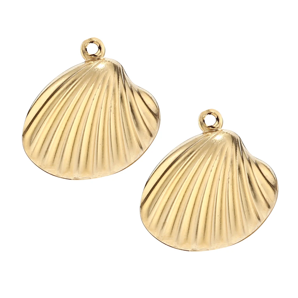 

10pcs Stainless Steel Gold Silver Sea Shell Bead Dangle Charm Pendant 19mm