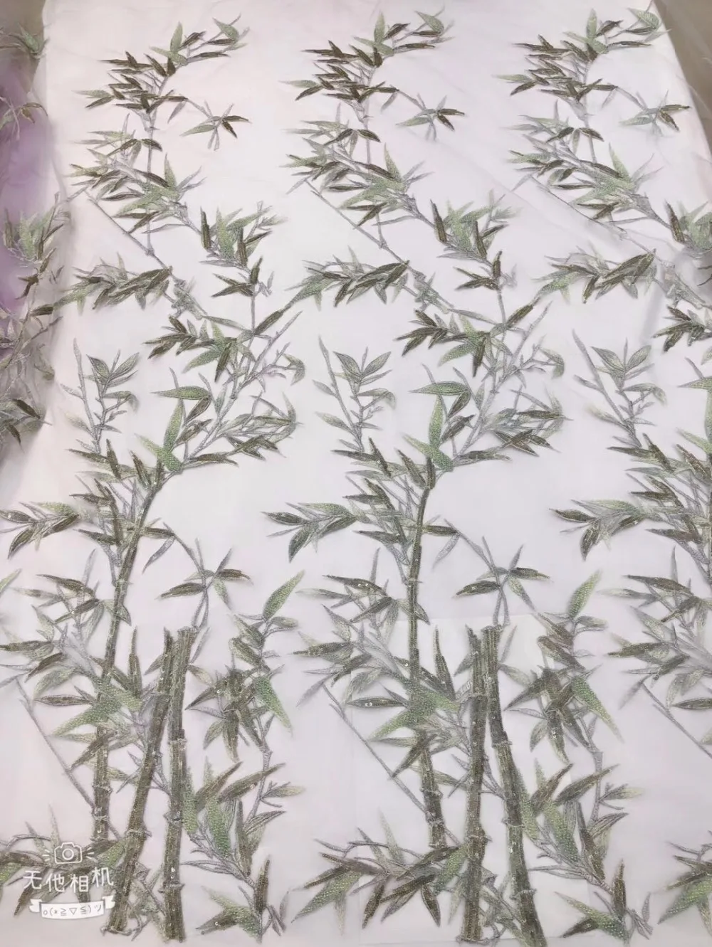 

5 YARDS Bamboo Pattern in China Sequined Embroidered Bridal Lace Fabric,Hand-made Bead Wedding Gress Lace,Evening Dress Supplies