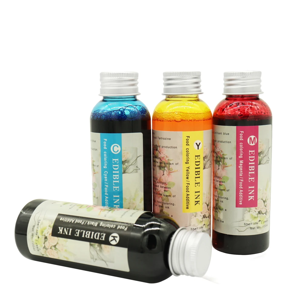 100ML x 4PCS Universal Edible Ink For Canon for Epson Desktop Inkjet Printer For Cake Chocolate coffee & food printer 100ML x 4PCS Universal Edible Ink For Canon for Epson Desktop Inkjet Printer For Cake Chocolate coffee & food printer