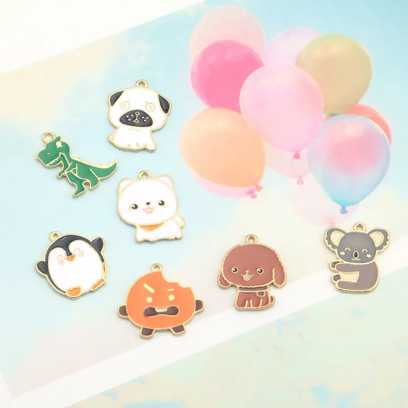 

10pcs Cute Small Animal Enamel Charms DIY Cartoon Penguin Dog Dinosaur Alloy Pendant Earring Bracelet Jewelry Accessories YZ556