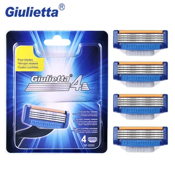 

Giulietta GF-0250 Shaving Razor Blades For Men 4pc/set Manual Four Layer Shaver Stainless Steel Safety Blade Head Lame De Rasoir