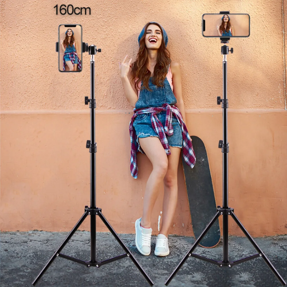 

LED Selfie Ring Light Studio Support Floor Bracket Mobile Phone Holder Photography Tripod Portable 3 Style Make Up Tools