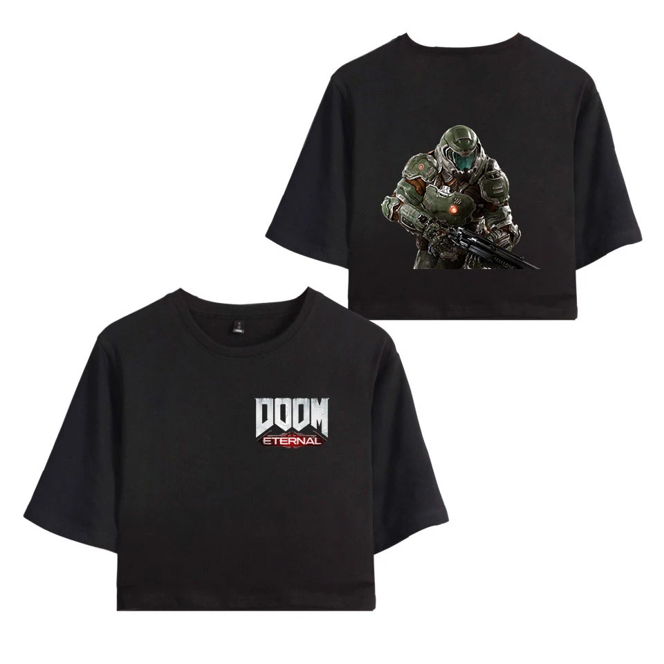 Женский укороченный топ с принтом Doom Eternal 2D Новое поступление летних футболок