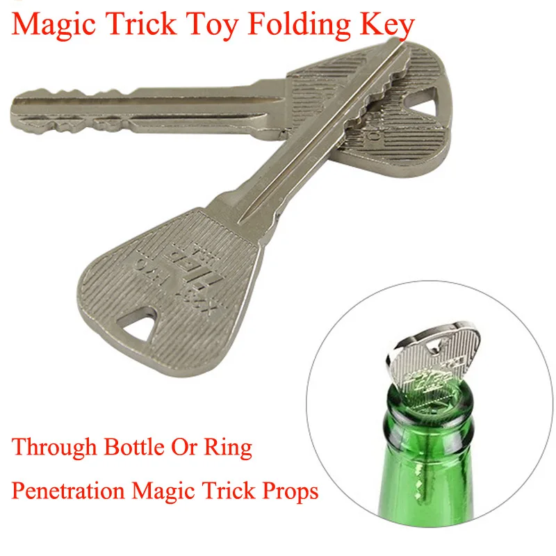 2 шт новая игрушка для фокусов складной ключ через бутылку или кольцо проникновения магический трюк реквизит Волшебная Шутка игрушки для детей легко играть