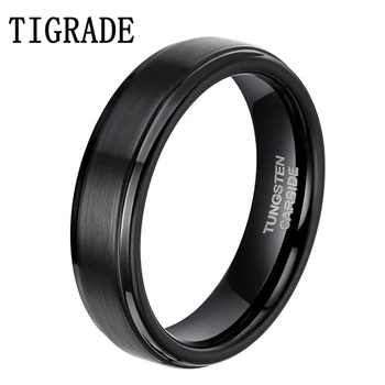 

6mm Women's Men's Ring Tungsten Brushed Finish Beveled Comfort Fit Never Fade Ring