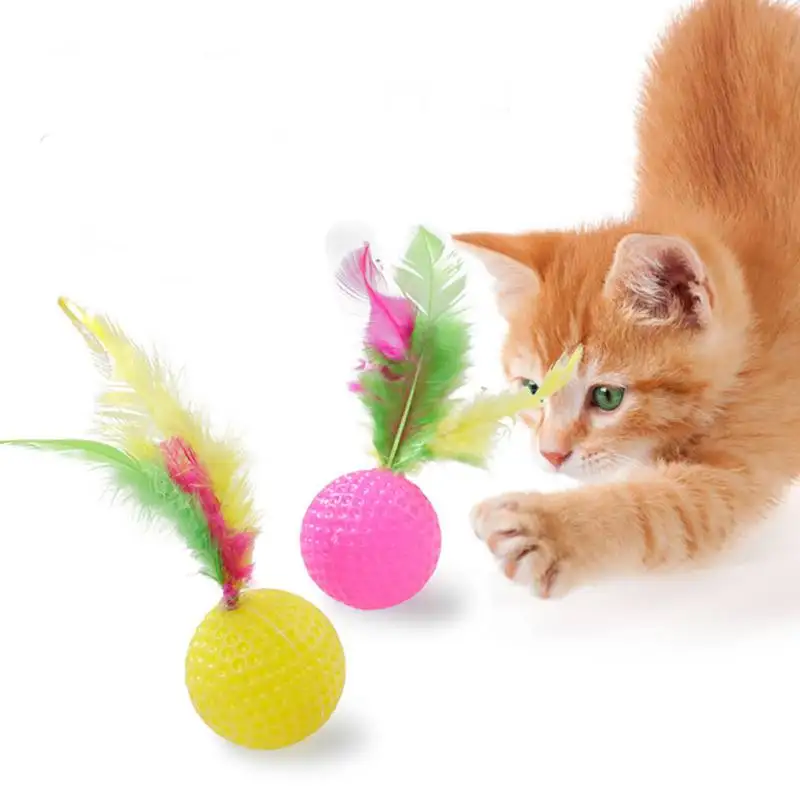 Котенок питомец игрушка тумблер игрушки из перьев Когтеточка Смешные, для кошек и котят играть куклы игрушка для котенка домашних животных интерактивные кошачьи игрушки - Цвет: random color