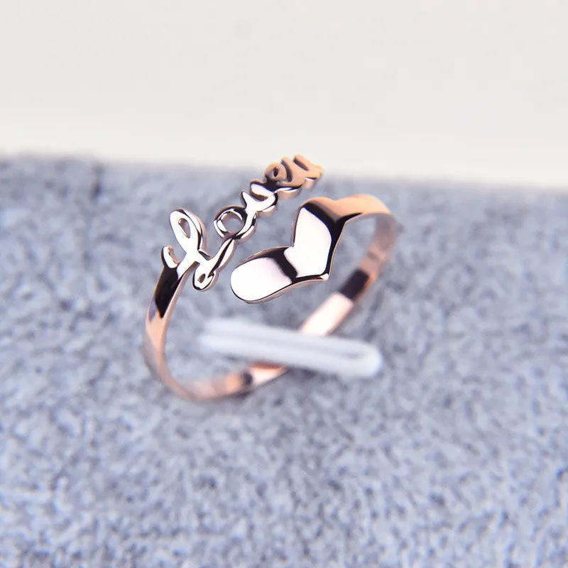 

Martick Lovely Brand Rings 316L Stainless Steel Love Heart Shape Open Rings For Woman Fashion Finger Jewelry R51