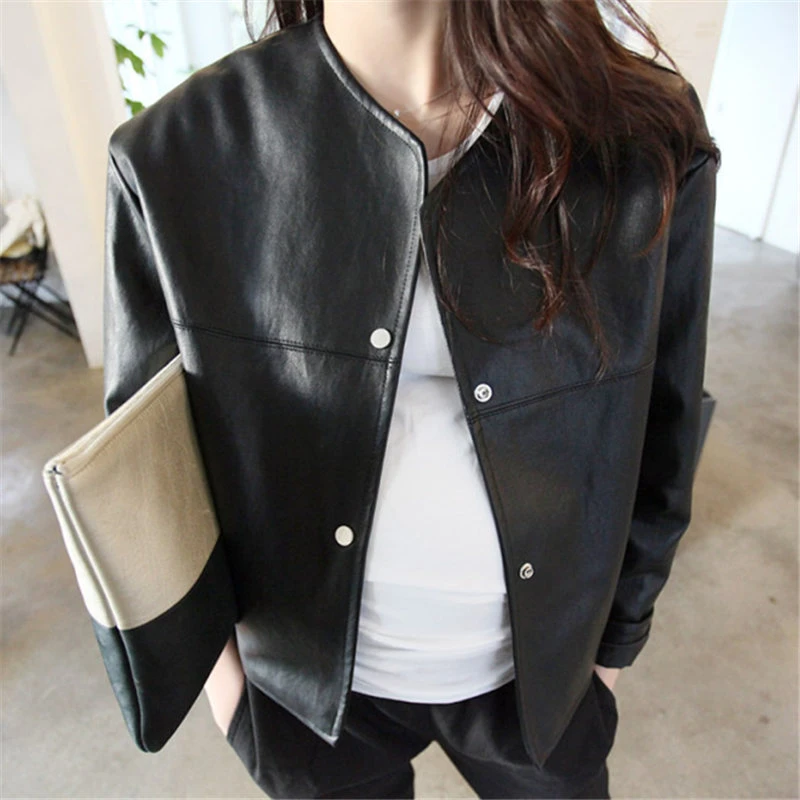 jaqueta de couro comprida feminina