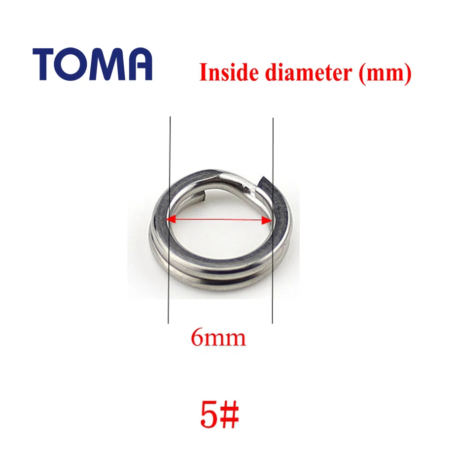 TOMA 100 шт./лот кольцо из нержавеющей стали для ловли карпа с двойным круговым кольцом для рыбной ловли - Цвет: 6mm