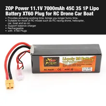 ZOP Power 11.1V 7000mAh 45C 3S 1P Lipo Battery XT60 Plug Rechargeable for RC Racing Drone Quadcopter Helicopter Car Boat Model